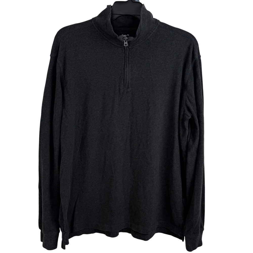 Gap Men's XL Charcoal Gray 100% Cotton Quarter Zip Long Sleeve Pullover Shirt